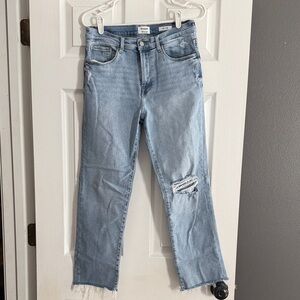 Kensie Light Blue Cropped Jeans with Distressed Details